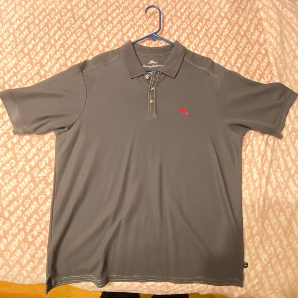 Tommy Bahama Gray Polo Shirt with Red Logo